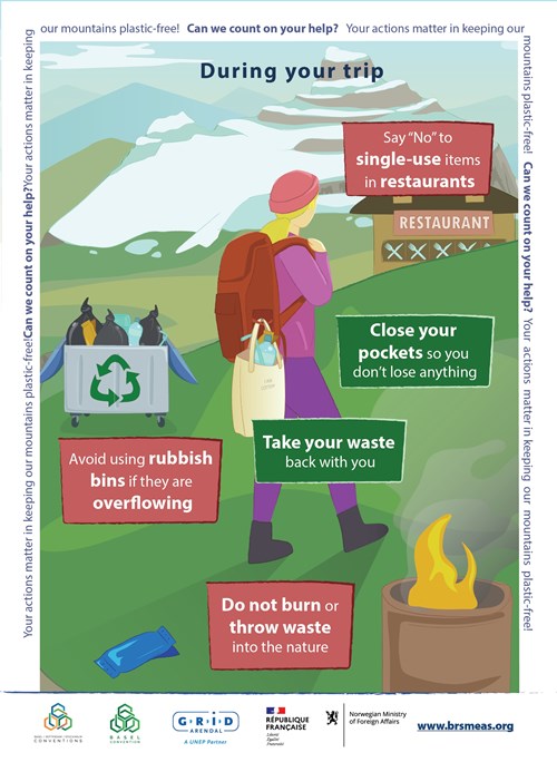 Under turen til fjellområder, følg disse tipsene for å redusere avfallet.