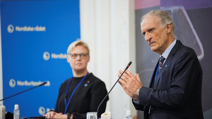 Bertel Haarder under et pressmøte i København 2021, da han virket som president i Nordisk Råd.