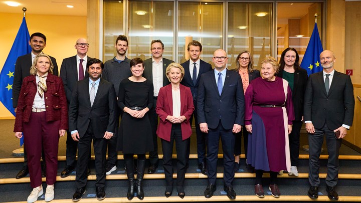Erna Solberg og påtroppende Høyre-leder Ine Eriksen Søreide var begge en del av delegasjonen fra utenriks- og forsvarskomiteen som besøkte Brussel og kommisjonspresident Ursula von der Leyen i januar.