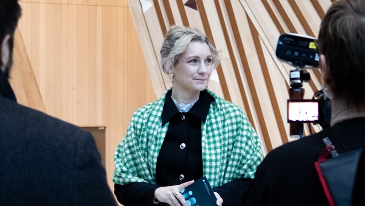 Digitaliserings- og forvaltningsminister Karianne Tung under pressevisning av det nye regjeringskvartalet.