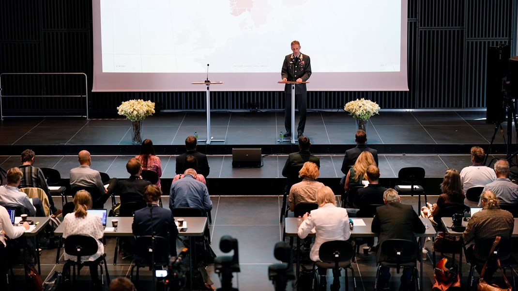 Forsvarssjef Eirik Kristoffersen deltar på flere arrangementer under Arendalsuka
og er godt vant med å snakke for et publikum. Bildet er fra da han la frem sitt
fagmilitære råd tidligere i år.