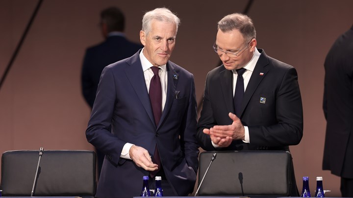 Statsminister Jonas Gahr Støre med Polens president, Andrzej Duda.