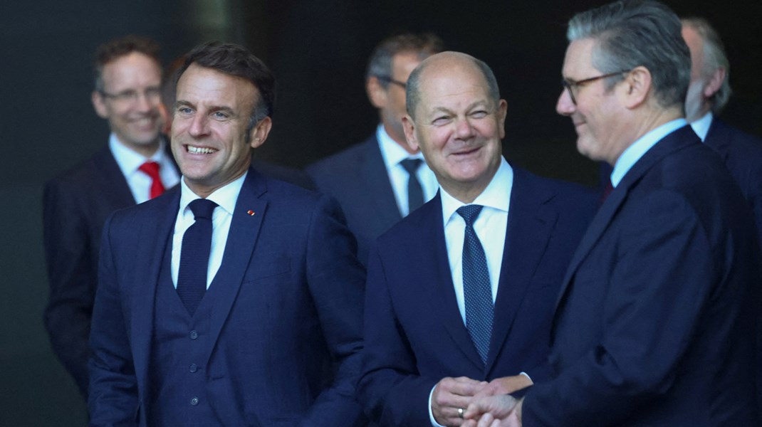 Frankrike-president Emmanuel Macron og forbundskansler i Tyskland, Olaf Scholz.