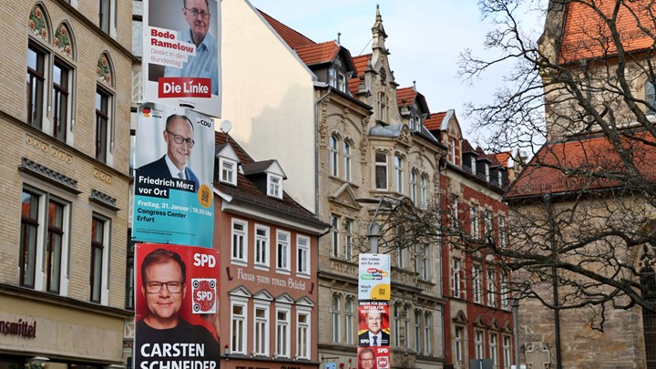 Erfurt er en av byene der AfD har sterkest fotfeste. Valgkampplakater preger bybildet. 