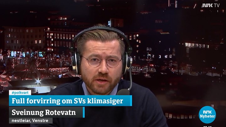 Venstres nestleder Sveinung Rotevatn kritiserte SVs regnestykke for klimagassutslipp for neste år under Politisk kvarter sist fredag.