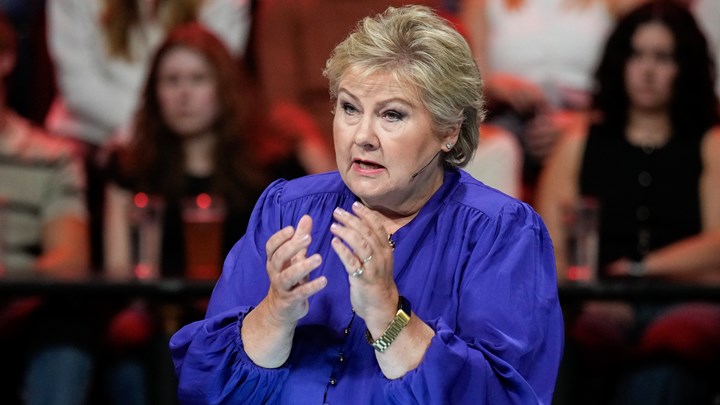 – Jeg synes det er fint at noen tar opp spørsmål om klima, sier Erna Solberg.