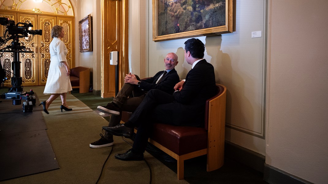 To av Støres nærmeste, Thomas Boe Hornburg og Kristoffer Thoner, kunne smile etter at valgresultatet ble klart i september.