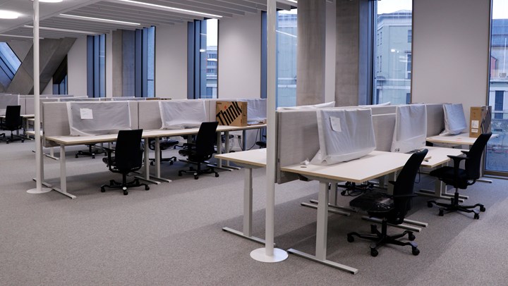 Slik vil de åpne landskapene i regjeringskvartalet se ut. Flere departementsansatte har allerede uttrykt bekymring over å skulle flytte fra cellekontor til åpne landskap.&nbsp;